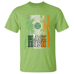 St Patrick's Day Black Irish T Shirt Vintage American Flag Celtic Cross TS11 Lime Print Your Wear
