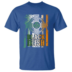 St Patrick's Day Black Irish T Shirt Vintage American Flag Celtic Cross TS11 Royal Blue Print Your Wear