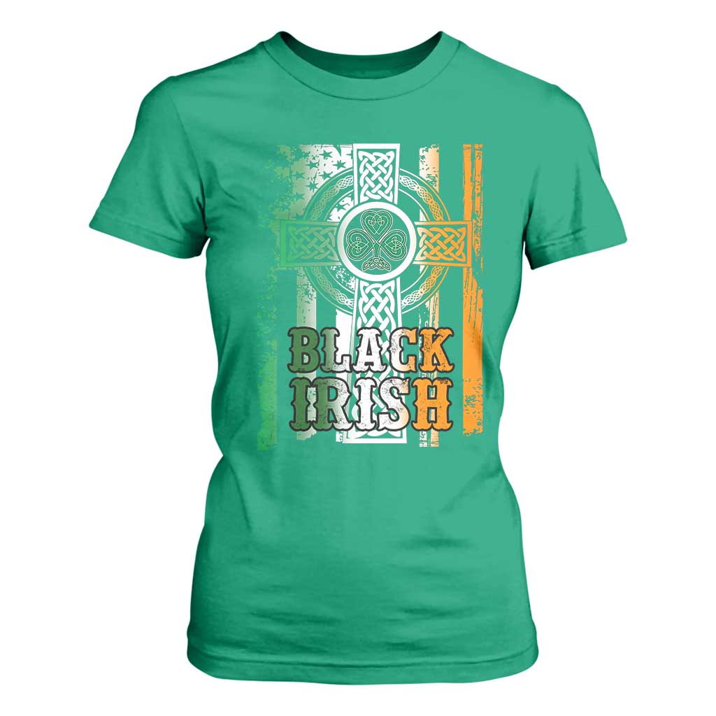 St Patrick's Day Black Irish T Shirt For Women Vintage American Flag Celtic Cross TS11 Irish Green Print Your Wear