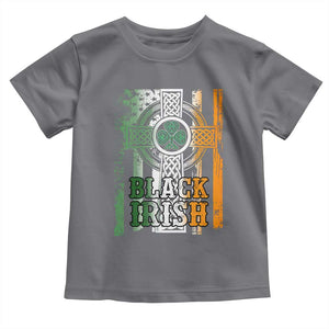 St Patrick's Day Black Irish Toddler T Shirt Vintage American Flag Celtic Cross TS11 Charcoal Print Your Wear