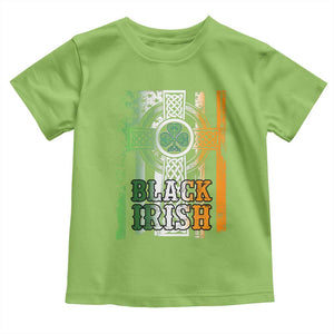 St Patrick's Day Black Irish Toddler T Shirt Vintage American Flag Celtic Cross TS11 Lime Print Your Wear