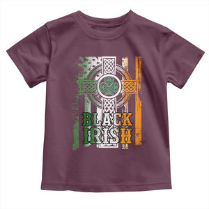 St Patrick's Day Black Irish Toddler T Shirt Vintage American Flag Celtic Cross TS11 Maroon Print Your Wear