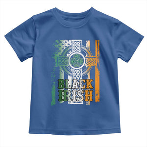 St Patrick's Day Black Irish Toddler T Shirt Vintage American Flag Celtic Cross TS11 Royal Blue Print Your Wear