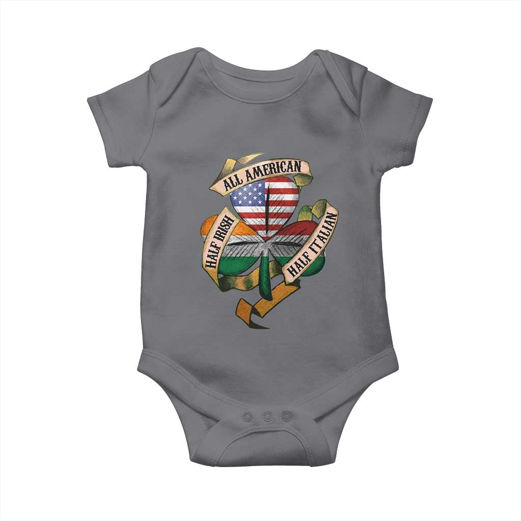 Half Irish Half Italian All American Baby Onesie Vintage Flag Shamrock Heritage TS11 Charcoal Print Your Wear