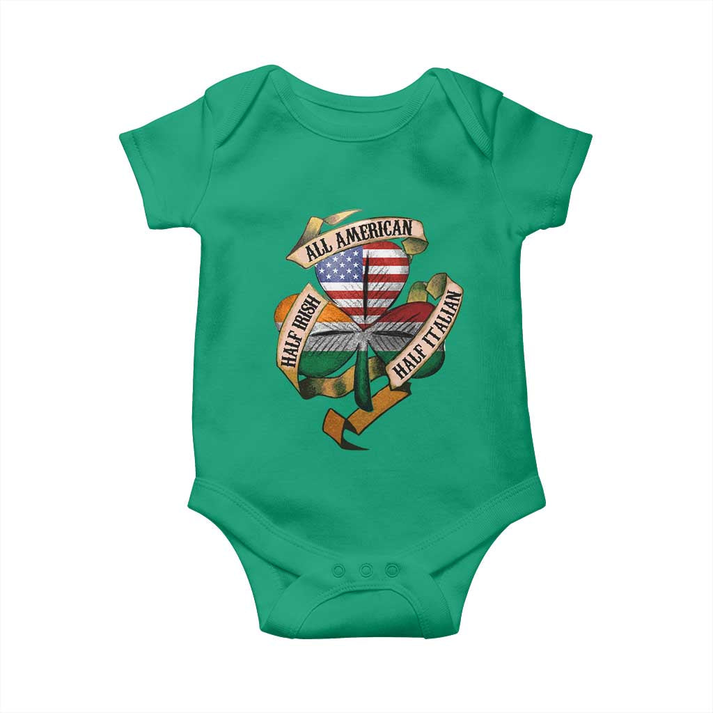 Half Irish Half Italian All American Baby Onesie Vintage Flag Shamrock Heritage TS11 Irish Green Print Your Wear