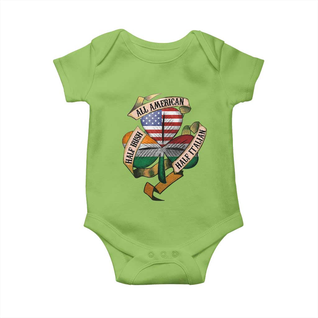 Half Irish Half Italian All American Baby Onesie Vintage Flag Shamrock Heritage TS11 Lime Print Your Wear