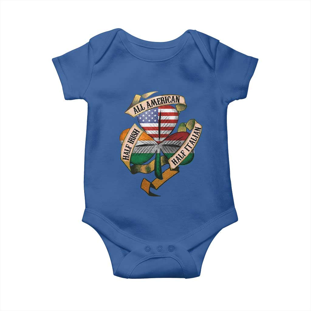 Half Irish Half Italian All American Baby Onesie Vintage Flag Shamrock Heritage TS11 Royal Blue Print Your Wear