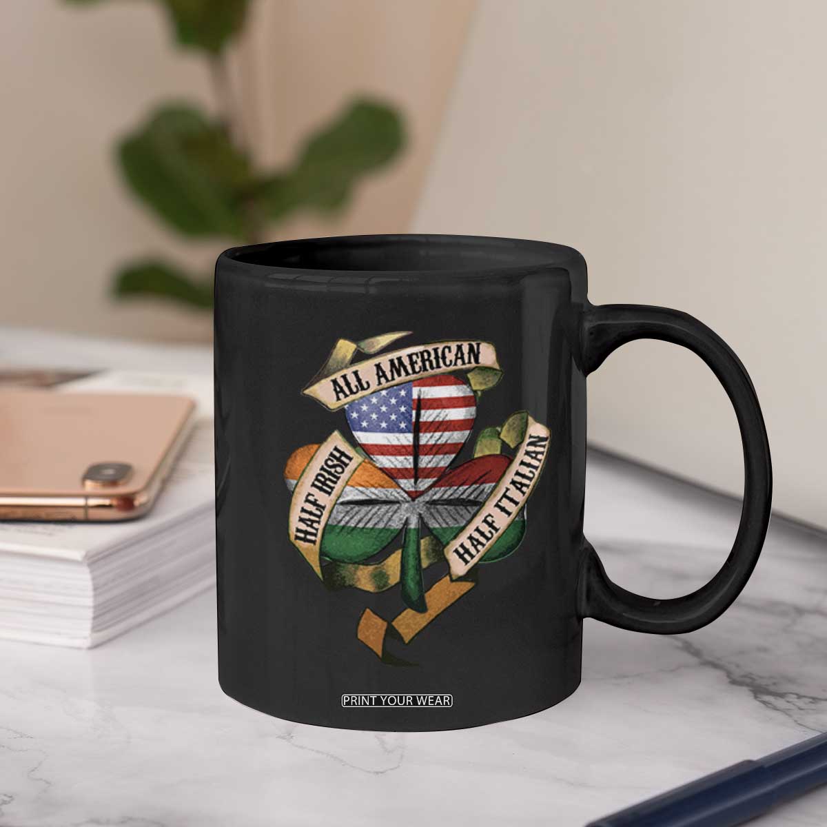 Half Irish Half Italian All American Coffee Mug Vintage Flag Shamrock Heritage TS11 Print Your Wear