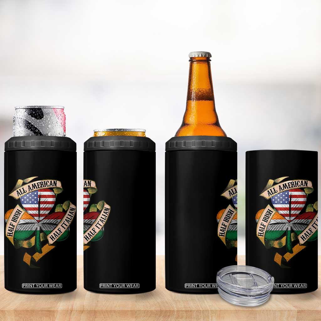 Half Irish Half Italian All American 4 in 1 Can Cooler Tumbler Vintage Flag Shamrock Heritage TS11 Print Your Wear