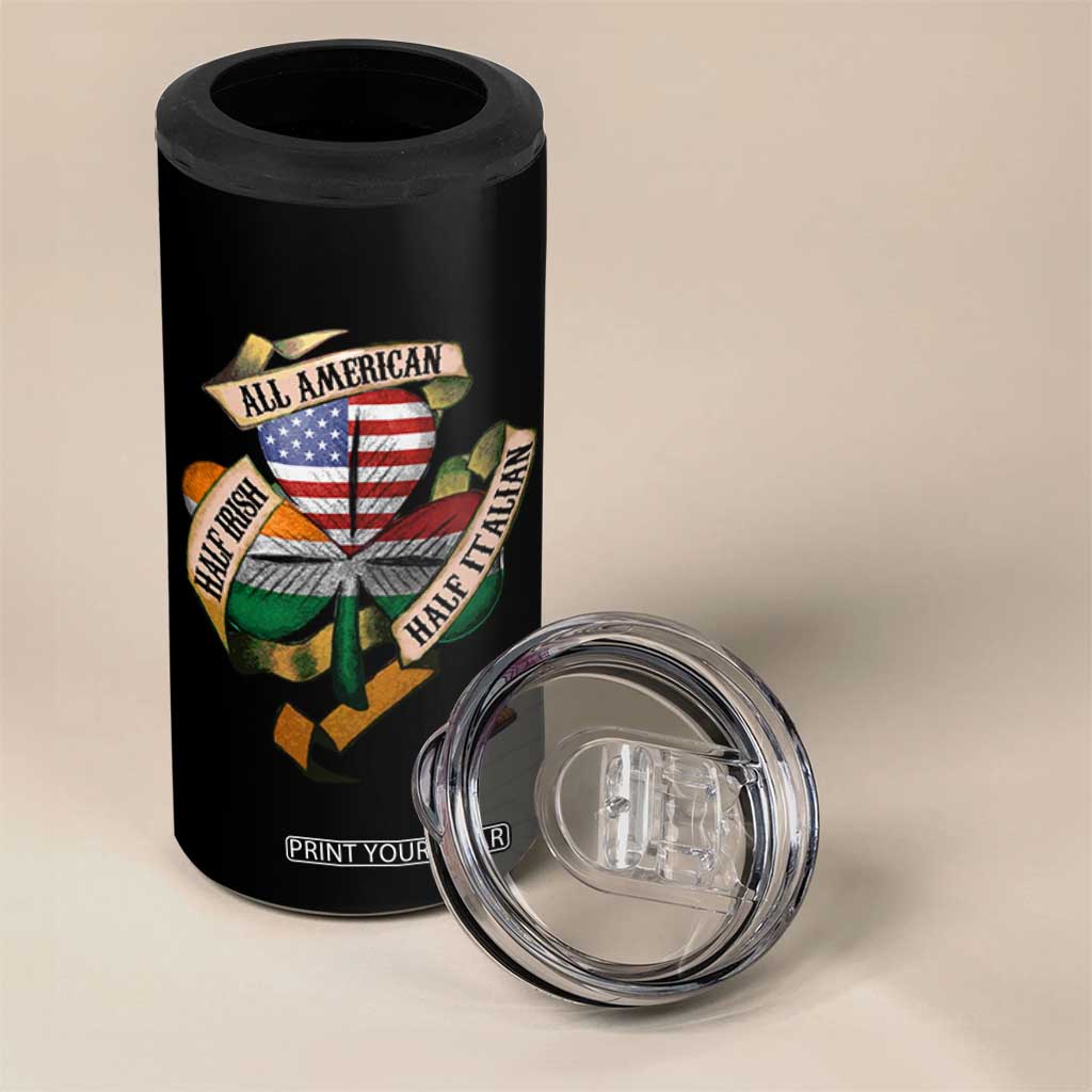 Half Irish Half Italian All American 4 in 1 Can Cooler Tumbler Vintage Flag Shamrock Heritage TS11 Print Your Wear