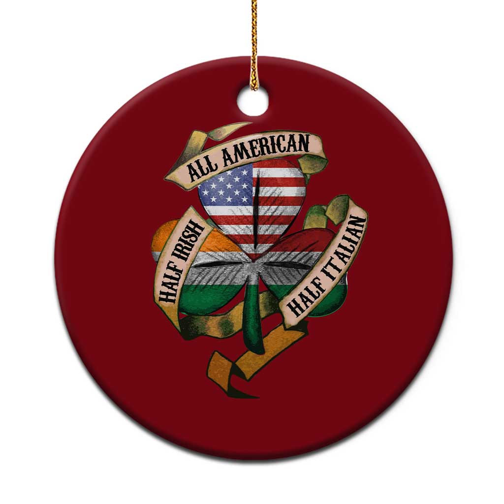 Half Irish Half Italian All American Ceramic Ornament Vintage Flag Shamrock Heritage TS11 1pc Red Print Your Wear