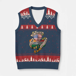 Half Irish Half Italian All American V-Neck Knit Sweater Vest Vintage Flag Shamrock Heritage TS11 Navy Red Print Your Wear