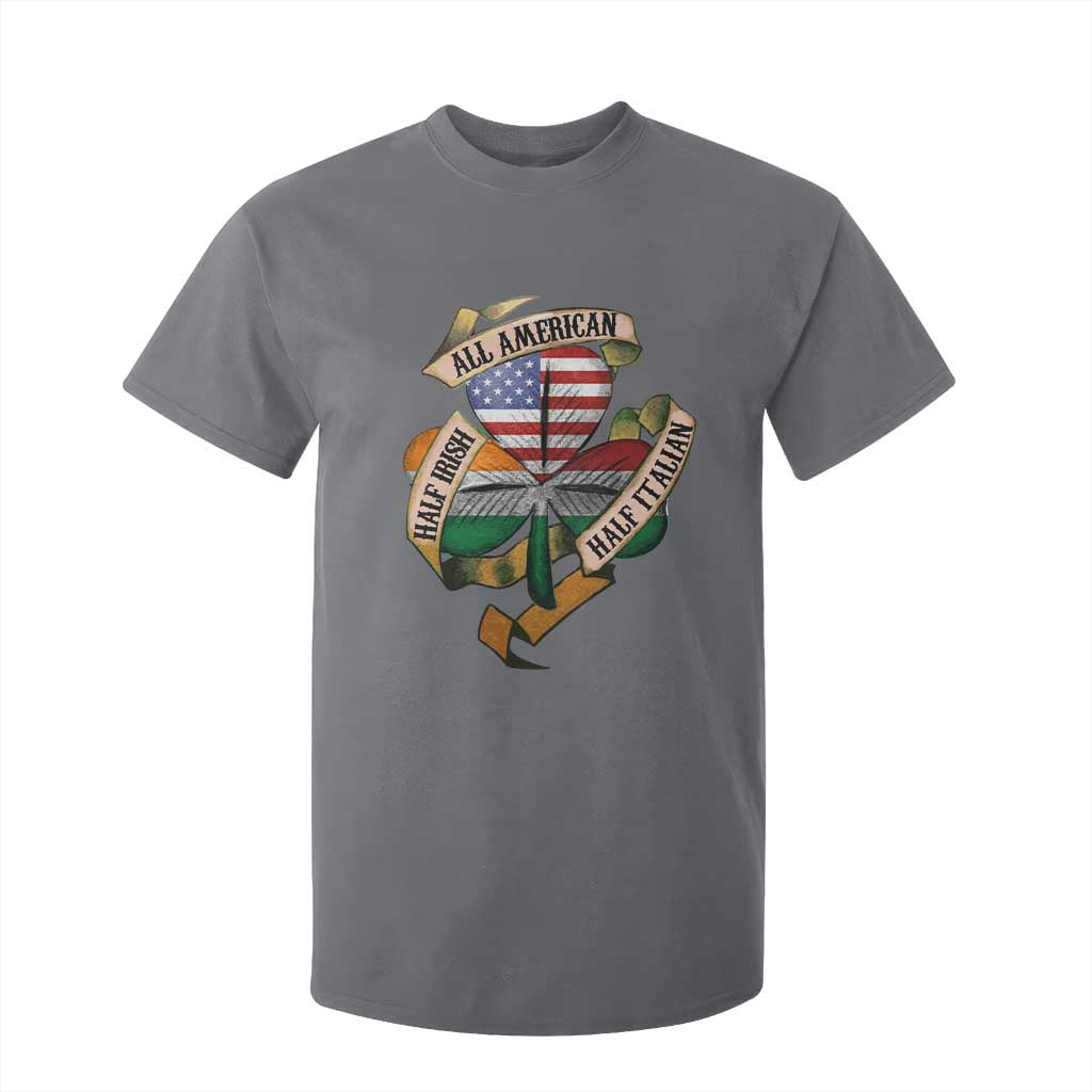Half Irish Half Italian All American T Shirt For Kid Vintage Flag Shamrock Heritage TS11 Charcoal Print Your Wear