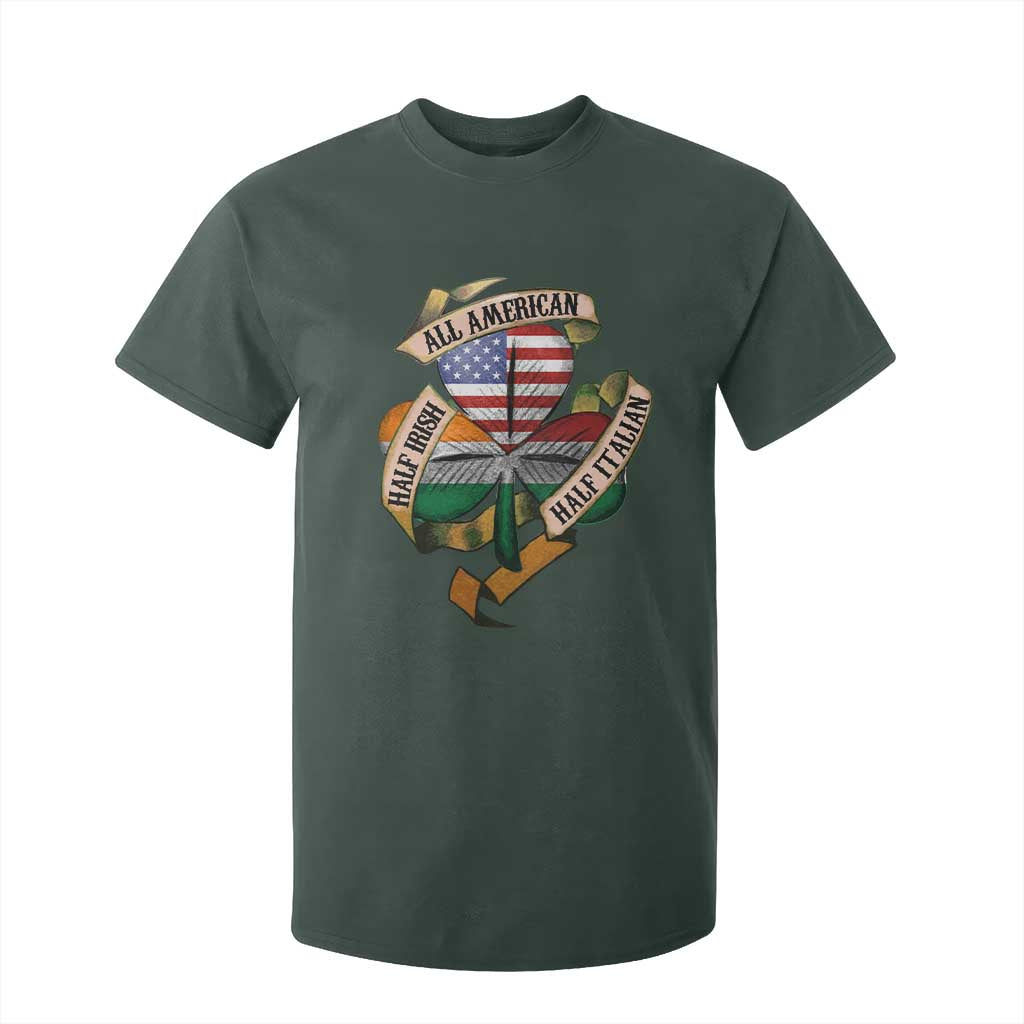 Half Irish Half Italian All American T Shirt For Kid Vintage Flag Shamrock Heritage TS11 Dark Forest Green Print Your Wear