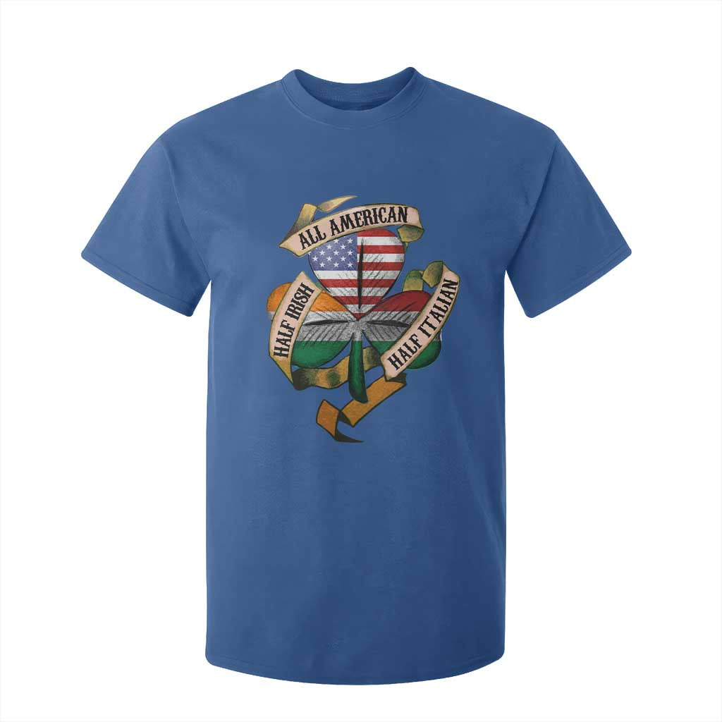 Half Irish Half Italian All American T Shirt For Kid Vintage Flag Shamrock Heritage TS11 Royal Blue Print Your Wear