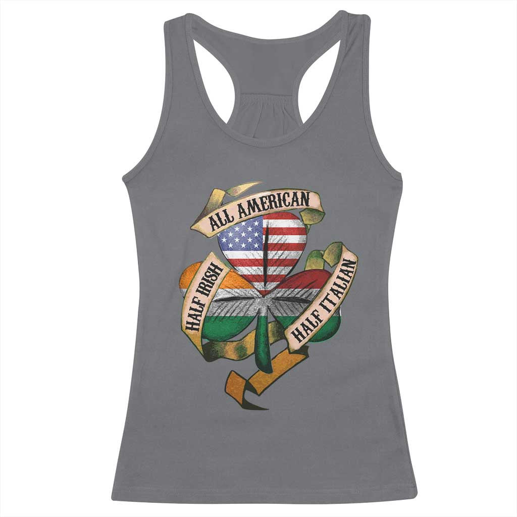 Half Irish Half Italian All American Racerback Tank Top Vintage Flag Shamrock Heritage TS11 Charcoal Print Your Wear