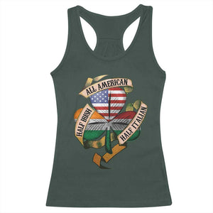 Half Irish Half Italian All American Racerback Tank Top Vintage Flag Shamrock Heritage TS11 Dark Forest Green Print Your Wear