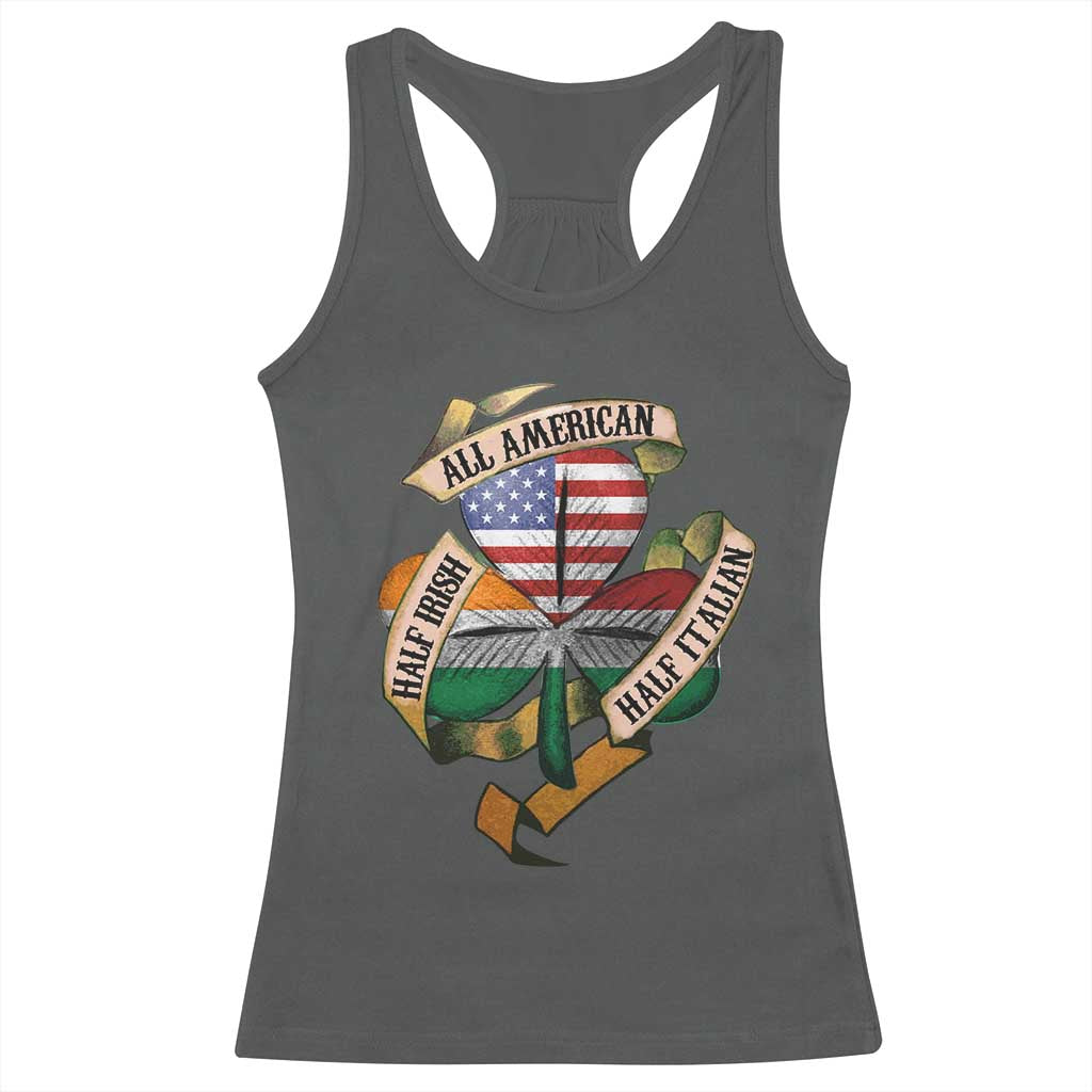 Half Irish Half Italian All American Racerback Tank Top Vintage Flag Shamrock Heritage TS11 Dark Heather Print Your Wear