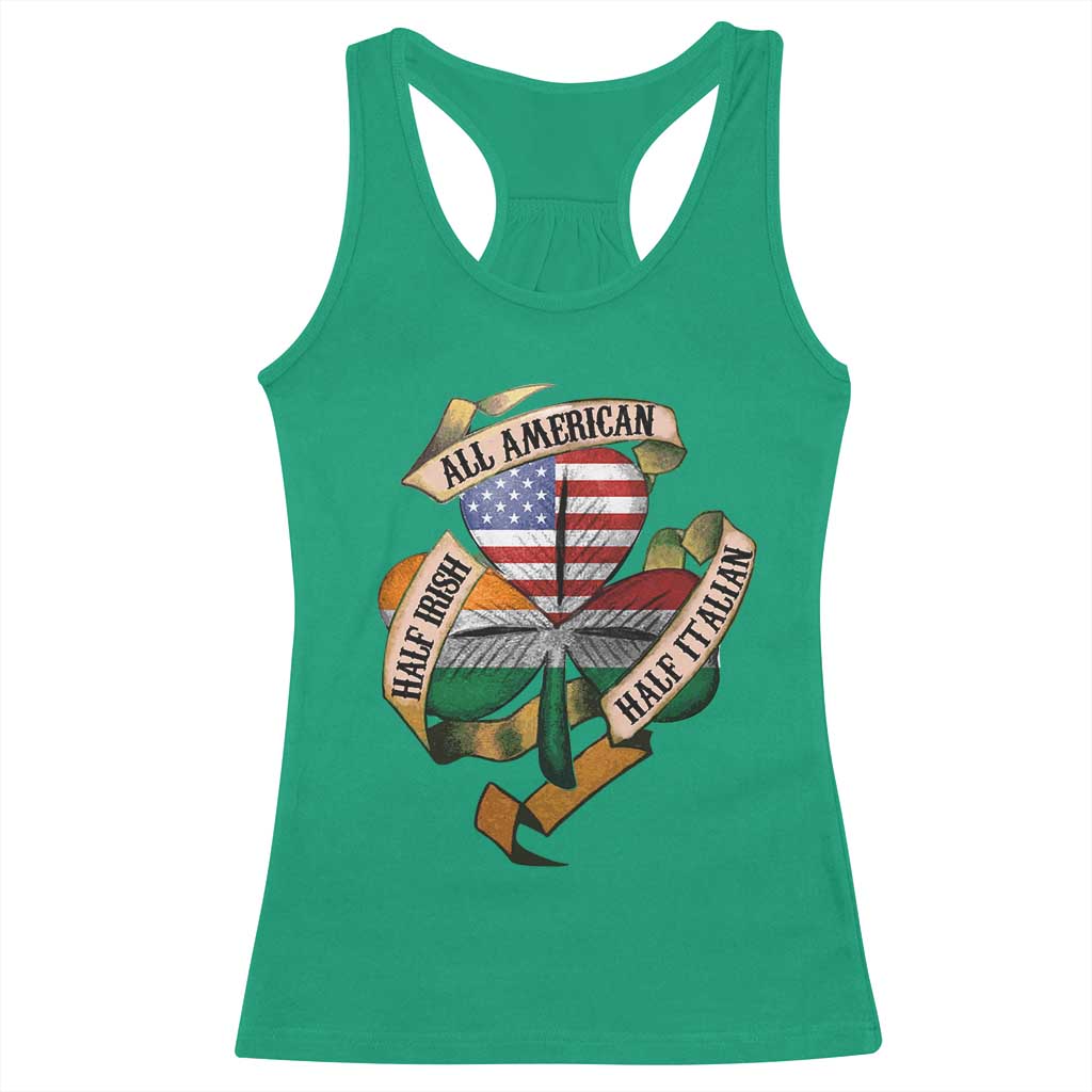 Half Irish Half Italian All American Racerback Tank Top Vintage Flag Shamrock Heritage TS11 Irish Green Print Your Wear