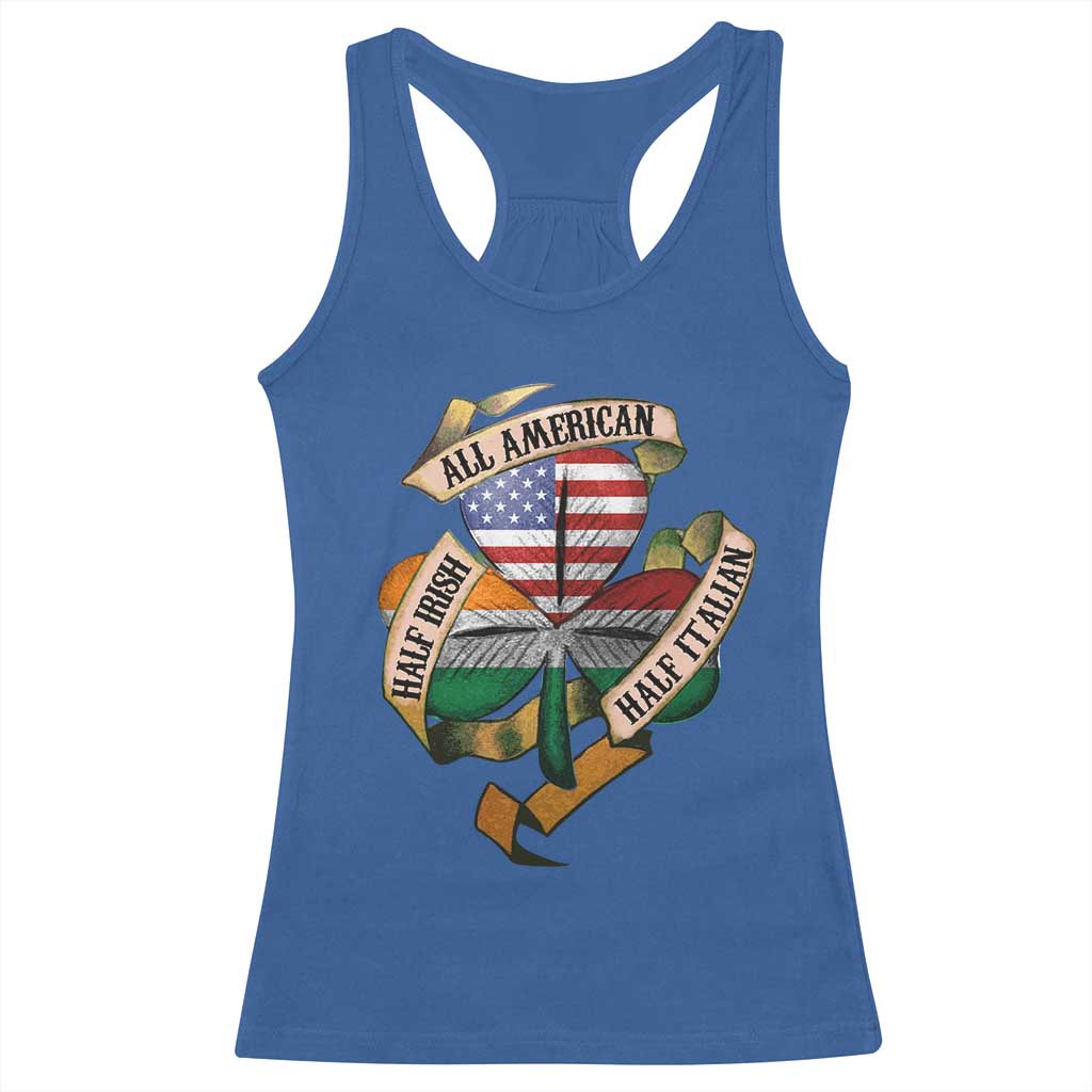 Half Irish Half Italian All American Racerback Tank Top Vintage Flag Shamrock Heritage TS11 Royal Blue Print Your Wear