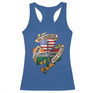 Half Irish Half Italian All American Racerback Tank Top Vintage Flag Shamrock Heritage TS11 Royal Blue Print Your Wear