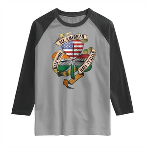 Half Irish Half Italian All American Raglan Shirt Vintage Flag Shamrock Heritage TS11 Sport Gray Black Print Your Wear