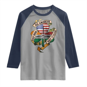 Half Irish Half Italian All American Raglan Shirt Vintage Flag Shamrock Heritage TS11 Sport Gray Navy Print Your Wear