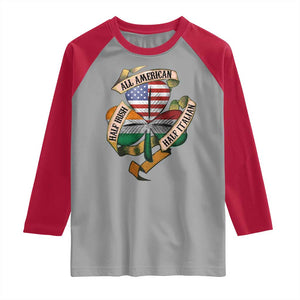 Half Irish Half Italian All American Raglan Shirt Vintage Flag Shamrock Heritage TS11 Sport Gray Red Print Your Wear
