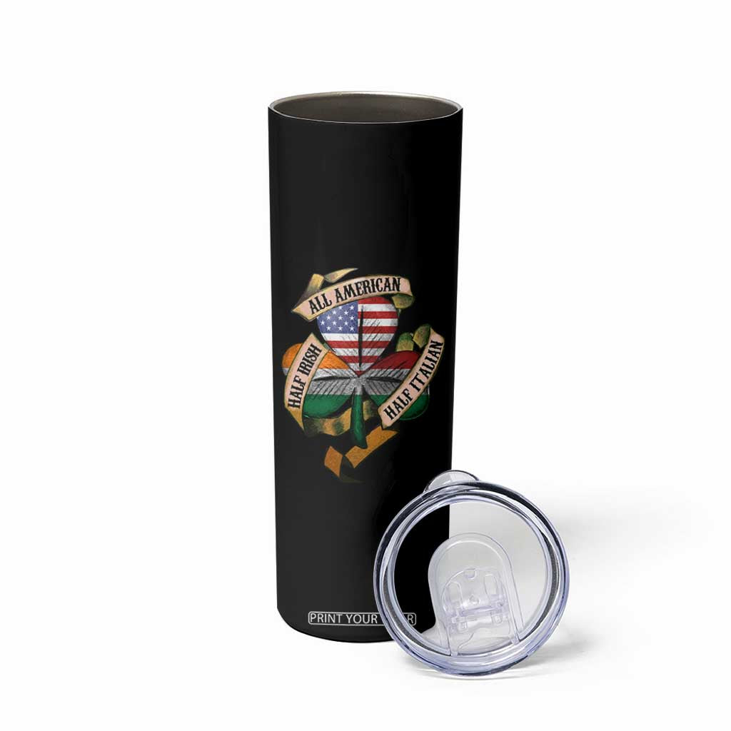 Half Irish Half Italian All American Skinny Tumbler Vintage Flag Shamrock Heritage TS11 Print Your Wear