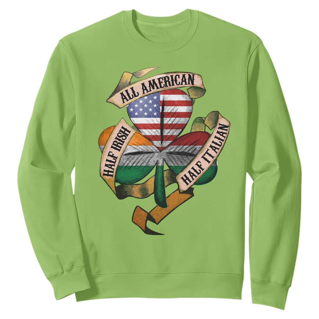 Half Irish Half Italian All American Sweatshirt Vintage Flag Shamrock Heritage TS11 Lime Print Your Wear