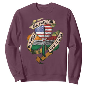 Half Irish Half Italian All American Sweatshirt Vintage Flag Shamrock Heritage TS11 Maroon Print Your Wear