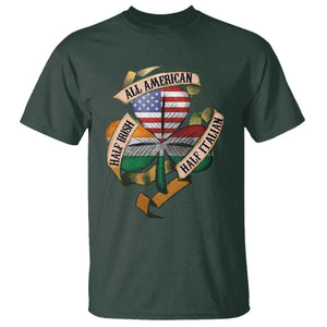 Half Irish Half Italian All American T Shirt Vintage Flag Shamrock Heritage TS11 Dark Forest Green Print Your Wear