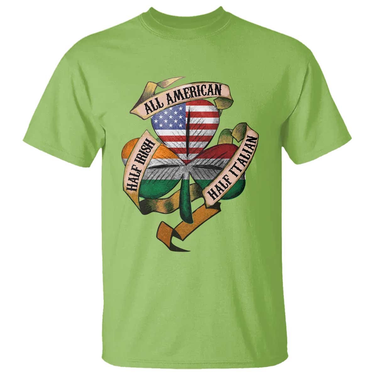 Half Irish Half Italian All American T Shirt Vintage Flag Shamrock Heritage TS11 Lime Print Your Wear