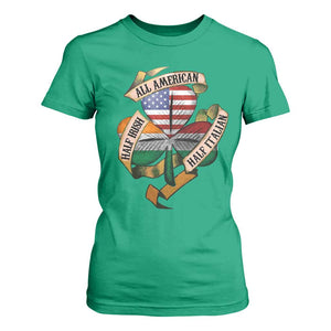 Half Irish Half Italian All American T Shirt For Women Vintage Flag Shamrock Heritage TS11 Irish Green Print Your Wear