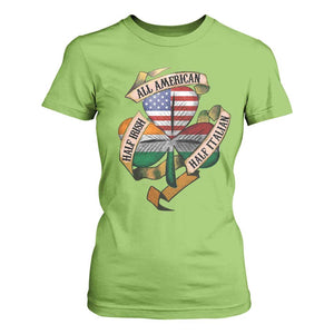 Half Irish Half Italian All American T Shirt For Women Vintage Flag Shamrock Heritage TS11 Lime Print Your Wear