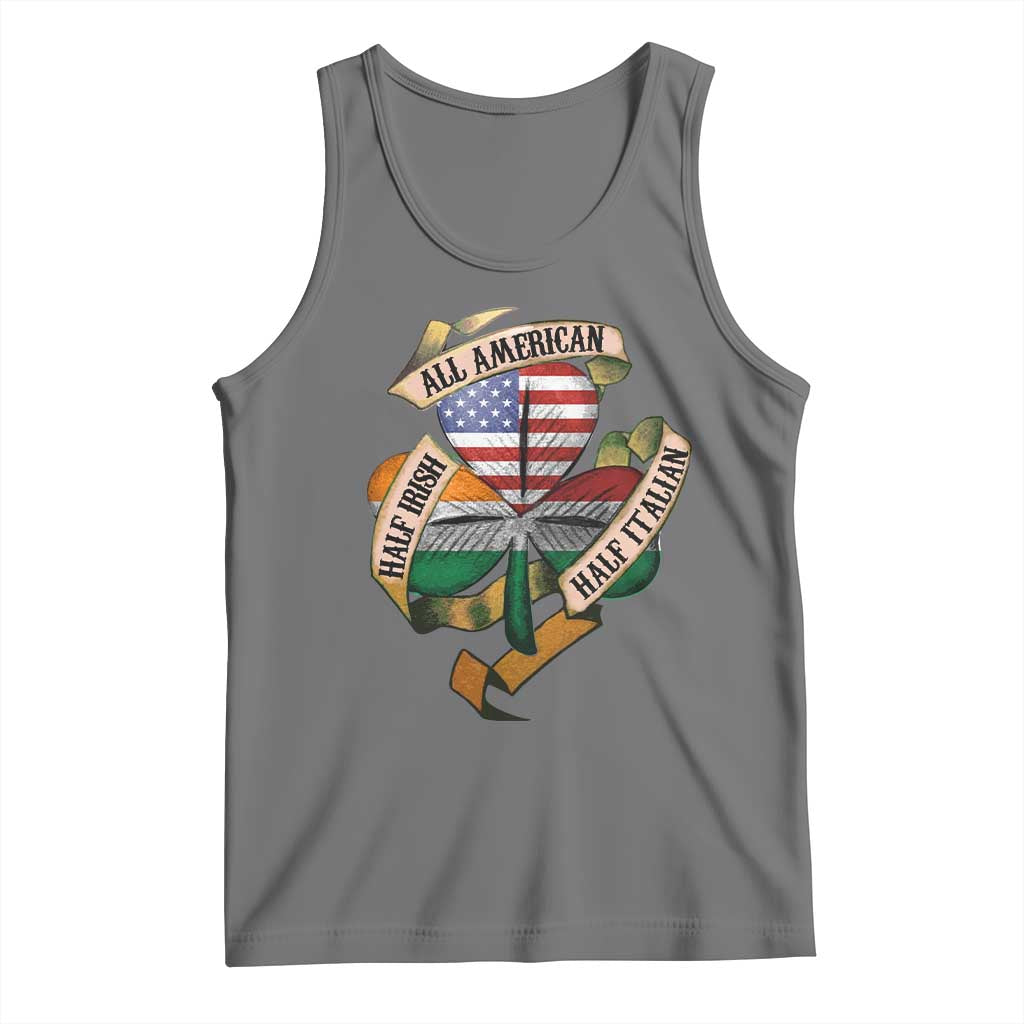 Half Irish Half Italian All American Tank Top Vintage Flag Shamrock Heritage TS11 Black Heather Print Your Wear