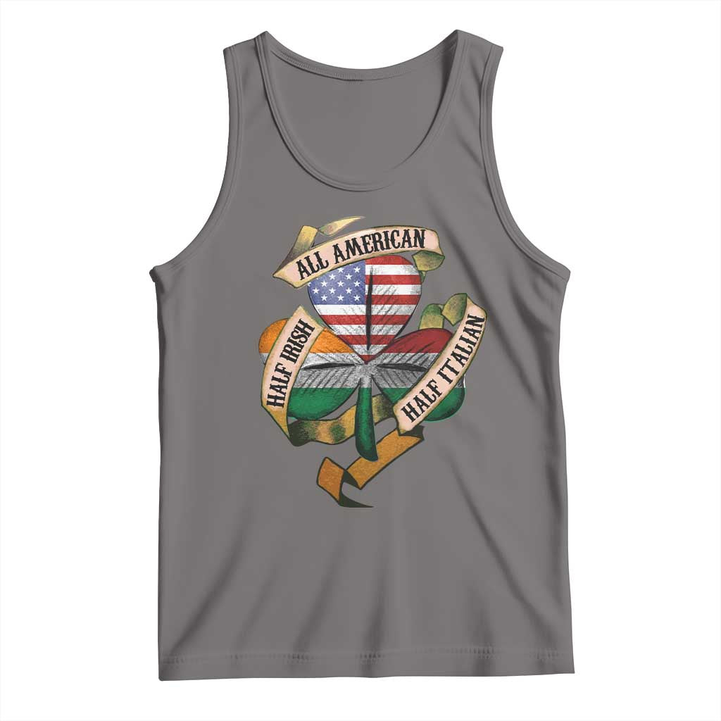 Half Irish Half Italian All American Tank Top Vintage Flag Shamrock Heritage TS11 Deep Heather Print Your Wear