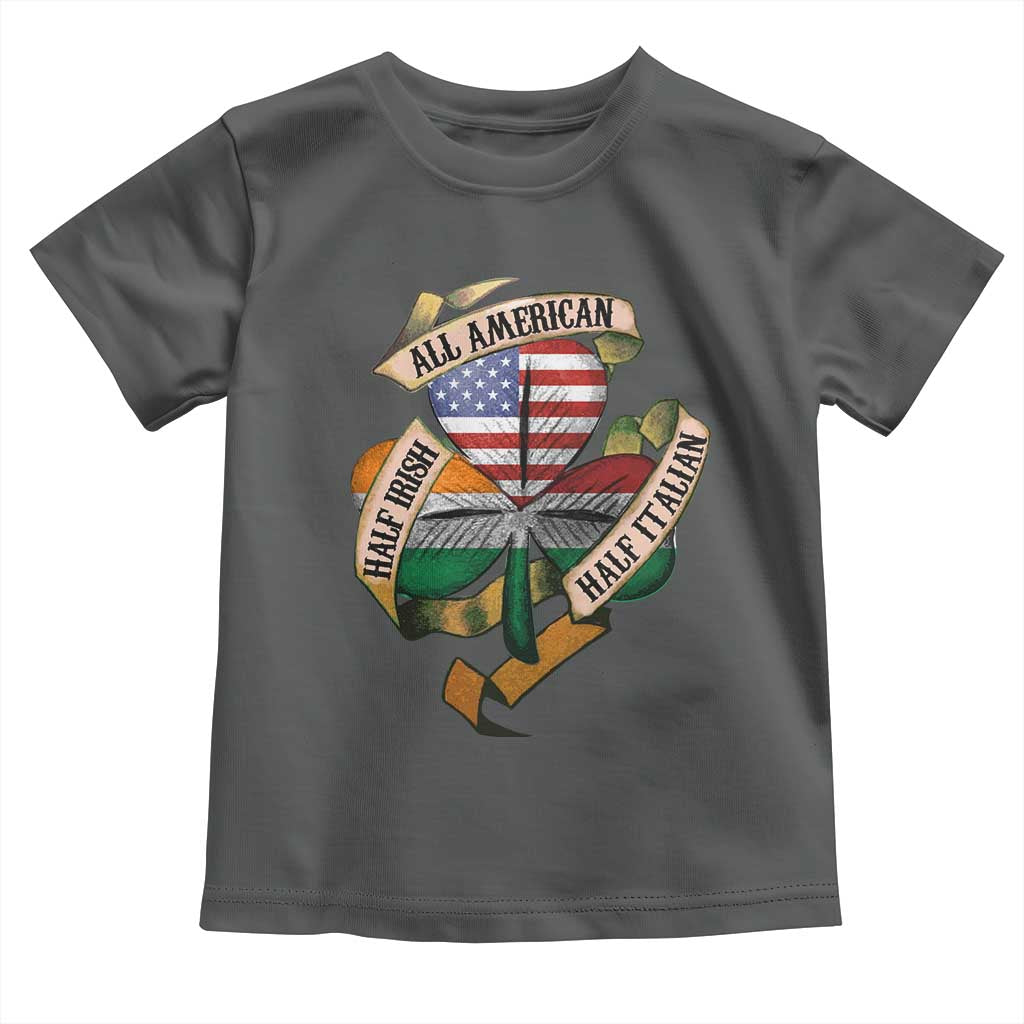 Half Irish Half Italian All American Toddler T Shirt Vintage Flag Shamrock Heritage TS11 Dark Heather Print Your Wear