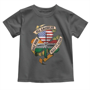 Half Irish Half Italian All American Toddler T Shirt Vintage Flag Shamrock Heritage TS11 Dark Heather Print Your Wear