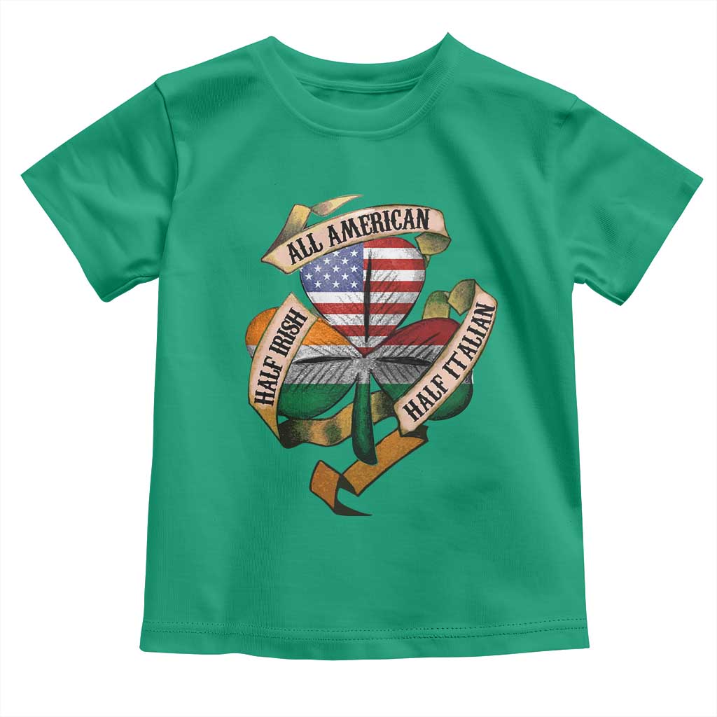 Half Irish Half Italian All American Toddler T Shirt Vintage Flag Shamrock Heritage TS11 Irish Green Print Your Wear