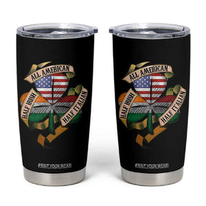 Half Irish Half Italian All American Tumbler Cup Vintage Flag Shamrock Heritage TS11 Black Print Your Wear
