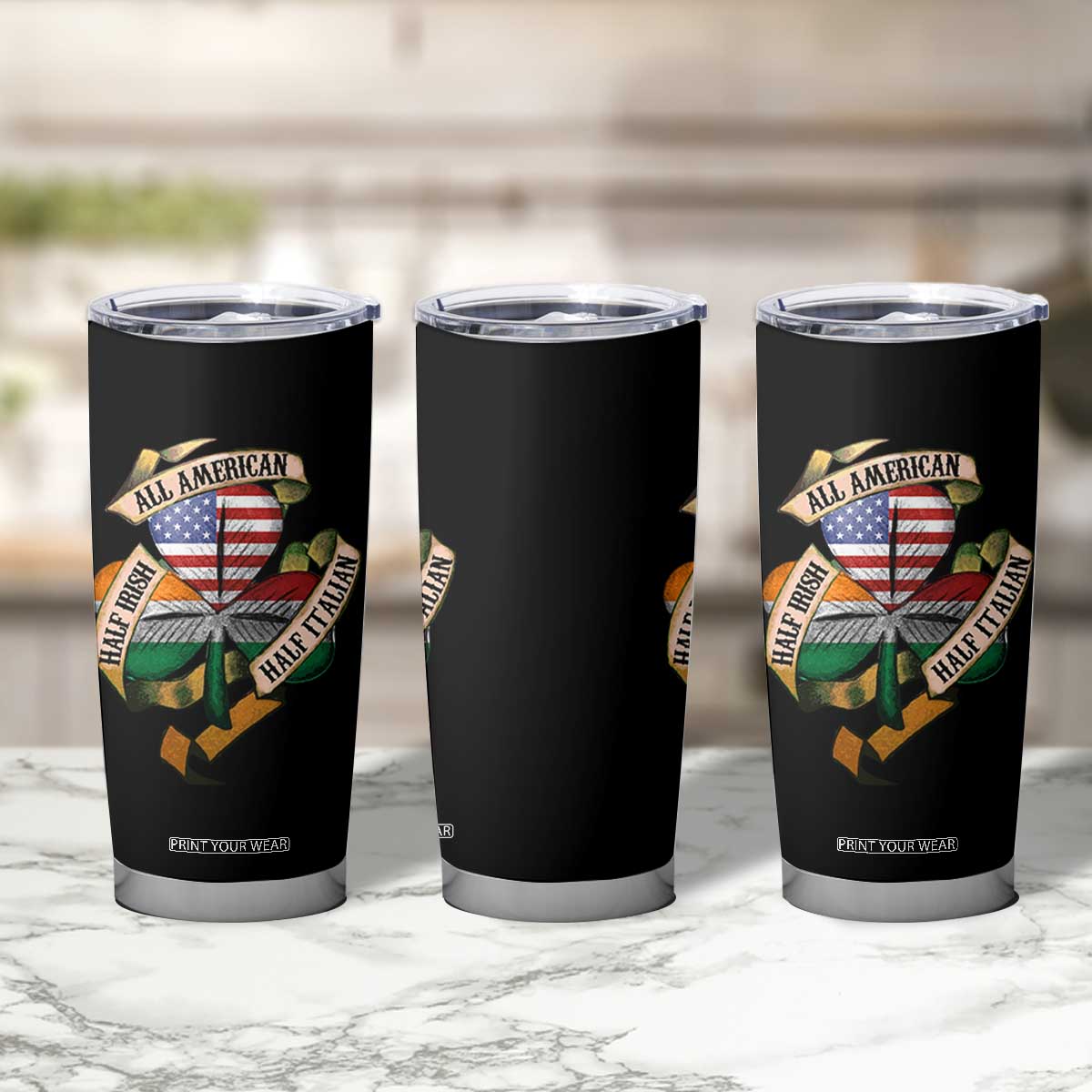Half Irish Half Italian All American Tumbler Cup Vintage Flag Shamrock Heritage TS11 Print Your Wear