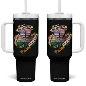 Half Irish Half Italian All American Tumbler With Handle Vintage Flag Shamrock Heritage TS11 One Size: 40 oz Black Print Your Wear