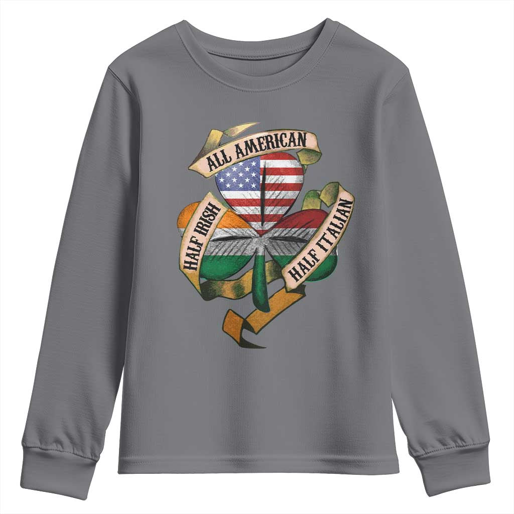 Half Irish Half Italian All American Youth Sweatshirt Vintage Flag Shamrock Heritage TS11 Charcoal Print Your Wear
