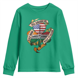Half Irish Half Italian All American Youth Sweatshirt Vintage Flag Shamrock Heritage TS11 Irish Green Print Your Wear