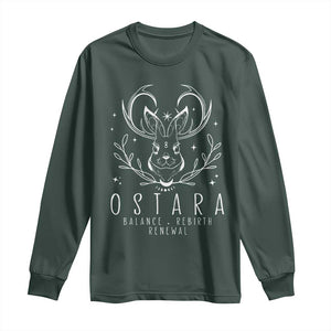 Ostara Pagan Eostre Easter Day Long Sleeve Shirt Balance Rebirth Renewal Bunny TS11 Dark Forest Green Print Your Wear