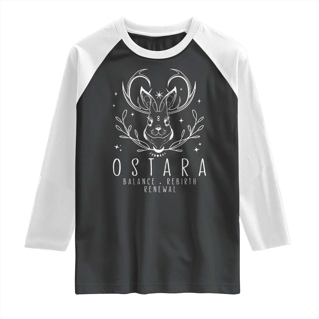 Ostara Pagan Eostre Easter Day Raglan Shirt Balance Rebirth Renewal Bunny TS11 Black White Print Your Wear
