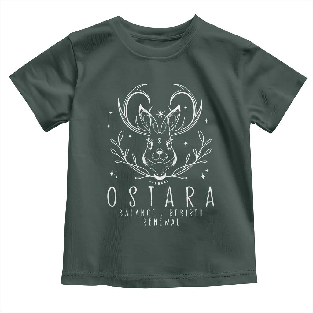Ostara Pagan Eostre Easter Day Toddler T Shirt Balance Rebirth Renewal Bunny TS11 Dark Forest Green Print Your Wear