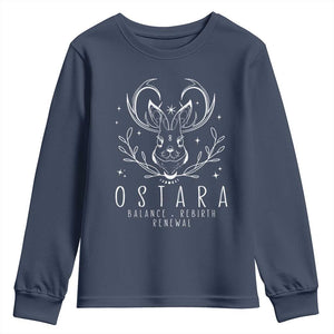 Ostara Pagan Eostre Easter Day Youth Sweatshirt Balance Rebirth Renewal Bunny TS11 Navy Print Your Wear