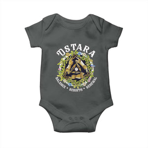 Ostara Balance Rebirth Renewal Baby Onesie Ostara Pagan Eostre Easter Day Three Hares TS11 Dark Heather Print Your Wear